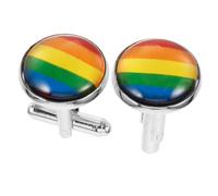 GALPADA Gemelli Da Uomo Arcobaleno in Metallo Argento Per Camicie Francesi, Accessori Da Abito Unici Per Feste e Cocktail, Regalo Elegante Per Papà e Nonno