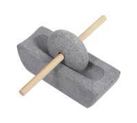 GALPADA Macina Manuale in Pietra da 12 CM per Mulino Spezie e Cereali, Macinacaffè Tradizionale a Mano Manico in Legno, per Cucina Orientale e Preparazione Tè