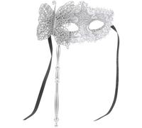 GALPADA Mano che tiene la maschera cosmetica indossatori festa in maschera adulto Maschere maschera bianca da donna ospite Accessori di carnevale maschera per feste cosplay tessuto Argento