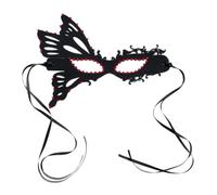 GALPADA Maschera da Festa Nera a Mezza Faccia per Donna Design a Farfalla e Pietre Decorative, Materiale Feltro, Fascia Regolabile per Eventi Festivi e Spettacoli Teatrali
