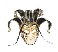 GALPADA Maschera Veneziana Integrale Nera in Plastica e Tessuto Decorazione a Campanello per Spettacoli di Carnevale e Cosplay dal Design Vintage senza Odore