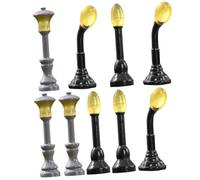 GALPADA Mini Lampioni Decorativi Luminosi per Modellismo Ferroviario, Set 9 Pezzi in Resina a Forma di Fungo e Lampione Verticale, Accessori per Micro Paesaggi e Spazi Verdi in Miniatura