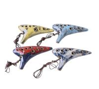 GALPADA Ocarina in Ceramica a 12 Fori Design Ergonomico e Accordatura Manuale, Strumento Musicale per Professionisti e Appassionati di Musica Colore Casuale