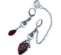 GALPADA Orecchini Cuff Asimmetrici per Donna Design a Catena in Lega, Accessori Costume Eleganti a Forma di Cuore, per Ogni Occasione, 1 Paio