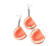 GALPADA Orecchini Pendenti Dentiera Esagerata Rosa Design Creativo e Divertente Accessori Moda Unici per Donne Leggeri e Resistenti per Feste e Cosplay Halloween