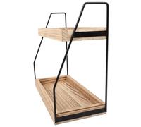 GALPADA Organizzatore da Cucina in Legno e Ferro a Doppio Strato, Scaffale Porta Condimenti e Cosmetici Salvaspazio, Supporto Multifunzionale per Bagno e Stazione Caffè