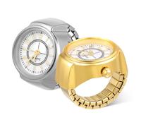 GALPADA Orologio ad Anello Digitale da Uomo e Donna 2 Pezzi in Lega Quadrante Rotondo Moderno Struttura Robusta Non Facile da Deformare per Compleanno e Festa del Papà