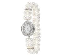 GALPADA Orologio da Donna con Bracciale a Doppio Ordine di Perle e Strass, Resistente ai Graffi, Design Elegante Vintage per Feste di Natale