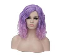 GALPADA Parrucca da Donna Curva Frangia Laterale Parrucca Sintetica per Cosplay Accessori per Parrucche Corte e Ricce Copricapo per Feste e Travestimenti Om