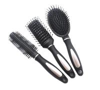 GALPADA Pettine Massaggiante Antistatico in Plastica Nero, Set 3 Pezzi, Accessori per Capelli, Districa e Massaggia il Cuoio Capelluto, per Capelli Ricci, Salone e Casa