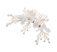 GALPADA Pettine per Capelli da Sposa in Argilla Bianca Accessori Eleganti per Damigelle d Onore Stile Europeo Classico con Perle Lussuose