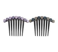 GALPADA Pettine per Chioma a Forma di Fiore Strass 2 Pezzi, 7 Denti in Resina, Accessorio Elegante per Acconciature e Raccolti alla Moda Colore Casuale