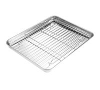 GALPADA Piatto in Acciaio Resistente per Barbecue Vassoio con Rete da Portata per Ristorante Utilizzabile per Cuocere al Forno e Arrostire Cibi Come Pollo Carne Pesce Manzo Verdure Via