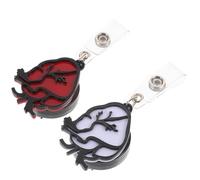 GALPADA Porta Badge Avvolgibile a Forma di Cuore 2 Pezzi Bianco e Rosso Clip a Coccodrillo, Porta Tessere Identificative Retrattile per Infermieri e Operatori Sanitari, Supporto Pratico