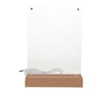GALPADA Portacartello da Tavolo in Acrilico con Base Stabile in Legno, Cornice Trasparente Elegante e Portatile per Ufficio e Tabletop