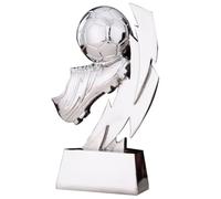 GALPADA Premio Calcio in Resina Argento, Premio Sportivo Scolastico | Forma Calcio, Adatto a Feste e Azienda, Finitura Argento, Base Stabile, Idea Premio