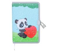 GALPADA Quaderno Panda A5 con Paillettes Reversibili e Lucchetto | Diario Segreto con Chiave, Carta e Metallo, per Scuola e Aula, Formato Portatile