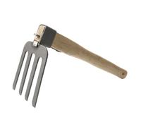 GALPADA Rastrello da Giardinaggio con Manico in Legno Ergonomico Strumento per Diserbo Scavare e Ammorbidire Terreno Rastrello Manuale Pratico per Orto e Giardino Denti in Acciaio