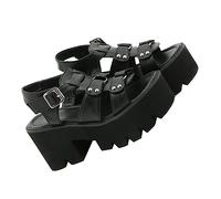 GALPADA Sandali Donna Zeppa Spessa Sandali Borchie Stile Punk Scarpe Romane Da Donna Per Adulti Traspiranti e Confortevoli