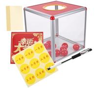 GALPADA Scatola Raffle Box Trasparente Quadrata in Alluminio con Palline Rosse Porta Biglietti Riutilizzabile per Lotterie Donazioni e Giochi Sicura e Multiuso per Eventi e Feste