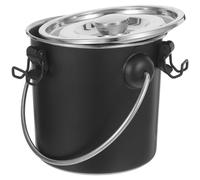 GALPADA Secchio Spegni-braci per Barbecue in Acciaio Inox Nero Rotondo