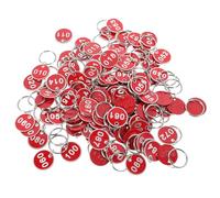 GALPADA Set 100 Pezzi Etichette Numeriche in Metallo Rosse Anello Portachiavi, Targhette Identificative per Armadietti Sauna e Deposito Bagagli, per Hotel, Centri Benessere e Piscine