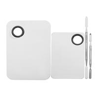 GALPADA Set 2 Palette Compatte e Leggere con Spatola in Acciaio Inossidabile Argento per Miscelazione Cosmetica per Manicure e Cosmetici