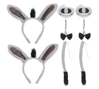 GALPADA Set 2 Pezzi Accessori per Costume da Asino Fascia per Chioma Orecchie D’asino, Naso Decorativo e Coda Cosplay, Leggero e Comodo per Feste di Halloween, Carnevale e Recite