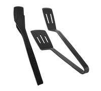 GALPADA Set 2 Pinze da Cucina in Silicone Nero per Barbecue e Forno, Resistenti al Calore, per Girare Carne, Pesce e Pasta a Casa a Colazione