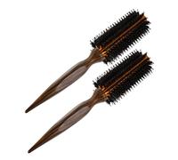 GALPADA Set 2 Spazzole Rotonde per Chioma con Setole Naturali di Cinghiale, Manico in Legno e Struttura in Alluminio e Ceramico, Resistenti al Calore per Styling e Asciugatura