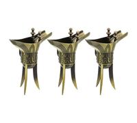 GALPADA Set 3 Bicchieri da Liquore in Design Cinese Tradizionale, Coppe Vintage in Lega Oro per Collezione e Degustazione, per Ufficio e Regalo