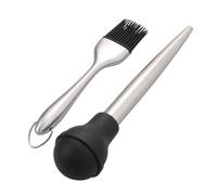GALPADA Set 4 Pezzi Spazzola per Olio e Pompa per Condimento in Acciaio Inossidabile Tubo in Silicone per Barbecue, Sicuro per Aggiunta di Sapore a Pesce e Manzo