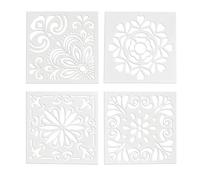 GALPADA Set 4 Pezzi Stencil per Pittura Retro Totem Riutilizzabili in Pet, Facili da Pulire e Flessibili, per Decorazione Torte e Creazione di Sapone Colore Colore Casuale Stili multipli