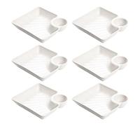 GALPADA Set 6 Pezzi Piatti Divisi in Pp Bianco con Scomparti e Ciotola per Salsa, Piatto Riutilizzabile e Leggero per Cucina e Feste