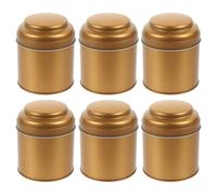 GALPADA Set da 6 Barattoli in Latta Coperchio Ermetico Dorato, Contenitore per tè e Chicchi di caffè, Scatola da tè Multiuso per Cucina e Conservazione Alimenti
