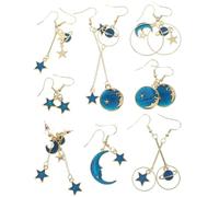 GALPADA Set di 8 Paia di Orecchini Pendenti Asimmetrici per Donna in Lega di Zinco Blu, Resistenti e Non Facili da Rompere, per Appuntamenti e Festività