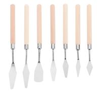 GALPADA Set di Spatole per Pittura 7 Pezzi in Acciaio Inossidabile con Manico in Legno, Adatte per Pittura a Olio e Acquerello, Miscelazione Precisa per Progetti Creativi