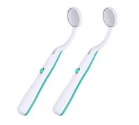GALPADA Specchietto Dentale LED Verde 2 Pezzi in Plastico Resistente Luce Integrata per Ispezione Orale e Cura Personale a Casa