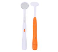 GALPADA Specchio in Abs e Vetro Antiappannamento 2 con LED Arancione Specchietto per Ispezione per Orale Professionale