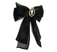 GALPADA Spilla a Fiocco Grande per Abbigliamento Donna in Organza Nera, Spilla da Bavero Elegante per Camicia e Vestiti da Gala Retrò