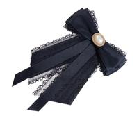 GALPADA Spilla Fiocco Nero in Materiale Sintetico Perle Finte Pre-annodata, Facile da Attaccare Chiusura Bloccabile per Donne a Occasioni Formali e Banchetti