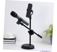 GALPADA Supporto Microfono da Scrivania Regolabile e Telescopico con Clip e Porta Smartphone Stand Desktop Multifunzionale per Registrazioni Podcast e Streaming Casa