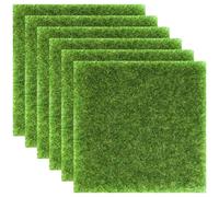 GALPADA Tappeto Prato Sintetico Realistico 6 Pezzi in PVC Verde | Compatto e Resistente All'usura, Stile Rustico Farmhouse, per Piccoli Allestimenti Decorativi e Landscaping