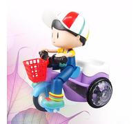 GALPADA Triciclo Giocattolo per Luci LED e Suoni, Moto Giocattolo Creativo in Plastica Resistente, Acrobatico Multifunzionale per Ragazzi, senza Batteria, per Giochi Colore Colore Casuale