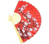 GALPADA Ventaglio Cinese Grande da Parete Pieghevole Decorazione Murale per Occasioni Speciali Studio Fotografico Festa Motivo a Fiori di Prugno 50X90Cm