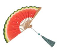 GALPADA Ventaglio Pieghevole in bambù a Forma di Anguria Ventilatore Portatile Decorativo da 5 Pollici per Concerti Feste Estive e Viaggi Accessorio Leggero e Compatto per Danza e