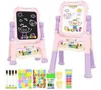 GalPat Baby Cavalletto per bambini - Lavagna magnetica per bambini su entrambi i lati - Altezza regolabile - Contiene gessetti, pennarelli, lettere magnetiche, numeri magnetici, Idel Apprendimento