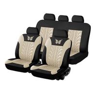 GALSOR Set Coprisedili Per Auto Adatti Alla Maggior Parte Delle Motivo A Farfalla E Dettagli Tracce Pneumatici Protettivi Per Completo Coprisedili Fodere(A-Beige full set)