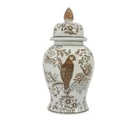 Galt International Vaso per zenzero in ceramica a forma di pappagallo, 35,6 cm, marrone e bianco, decorazione per la casa, vaso a forma di urna