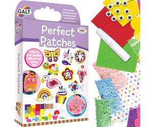 Galt Toppe perfette - Kit per arti e mestieri, 10 divertenti facce in feltro, toppe adesive, feltro adesivo colorato, simpatici occhi mobili e paillettes scintillanti, set di artigianato per bambini